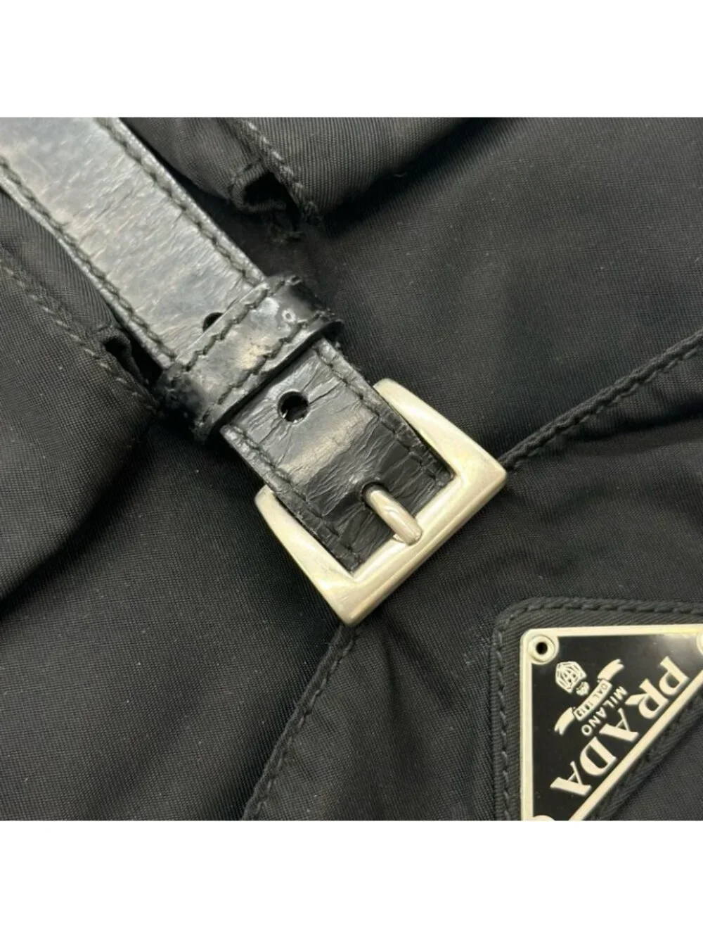 Prada Triangle Logo Backpack Nylon Black